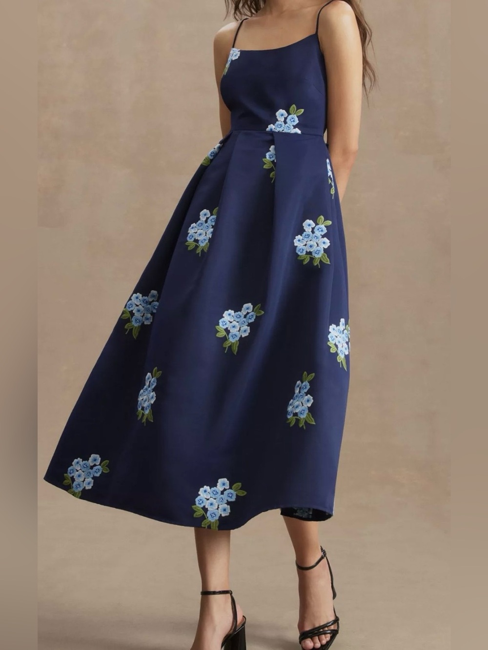 Sachin + Babi Navy Audra Floral Embroidery Dress